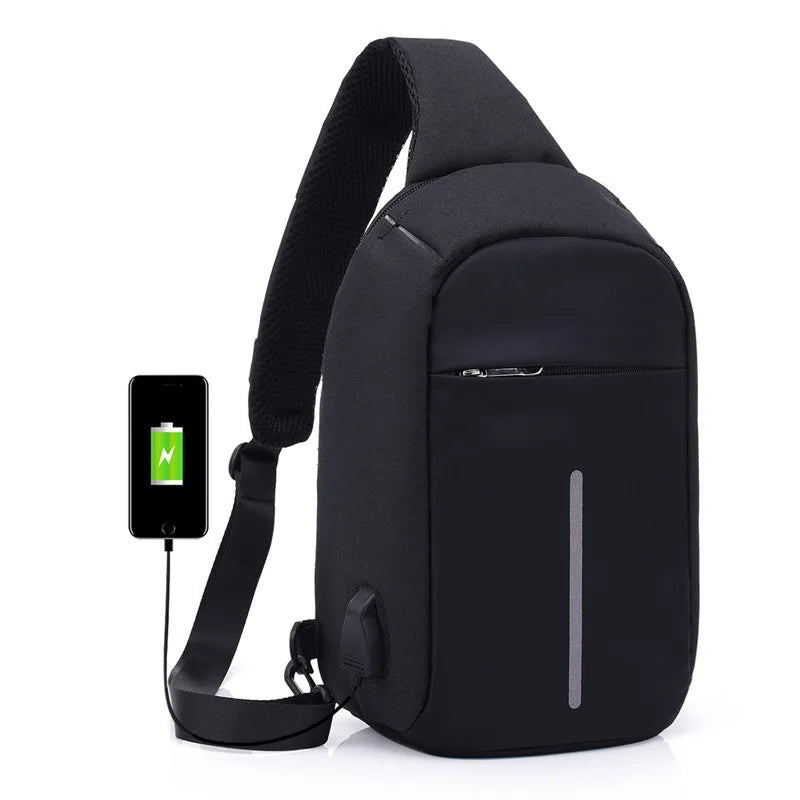 Canvas Sling Bag Women Anti-theft Rechargeable Travel Shoulder Bag