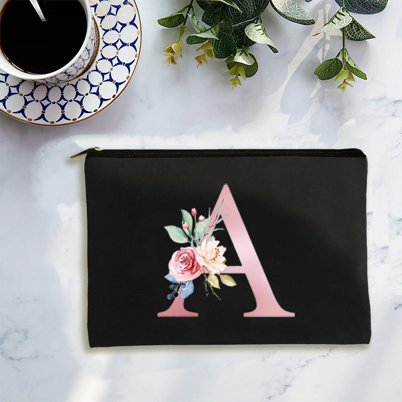 Pink Letters Print Makeup Bag Cosmetic Storage Bag
