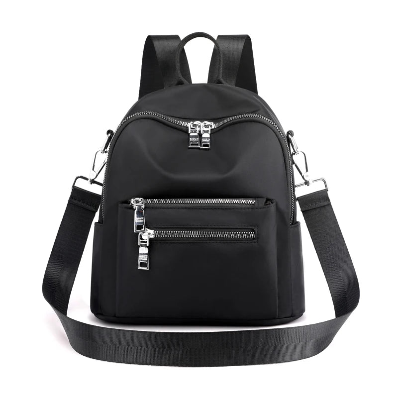Women's Double Zipper Travel Backpack Nylon Shoulder Bag