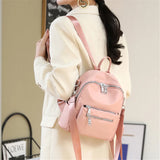 Women's Double Zipper Travel Backpack Nylon Shoulder Bag