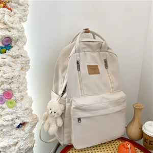 Simplicity Double Zipper Women's Backpack Girls Laptop Travel Shoulder Bag