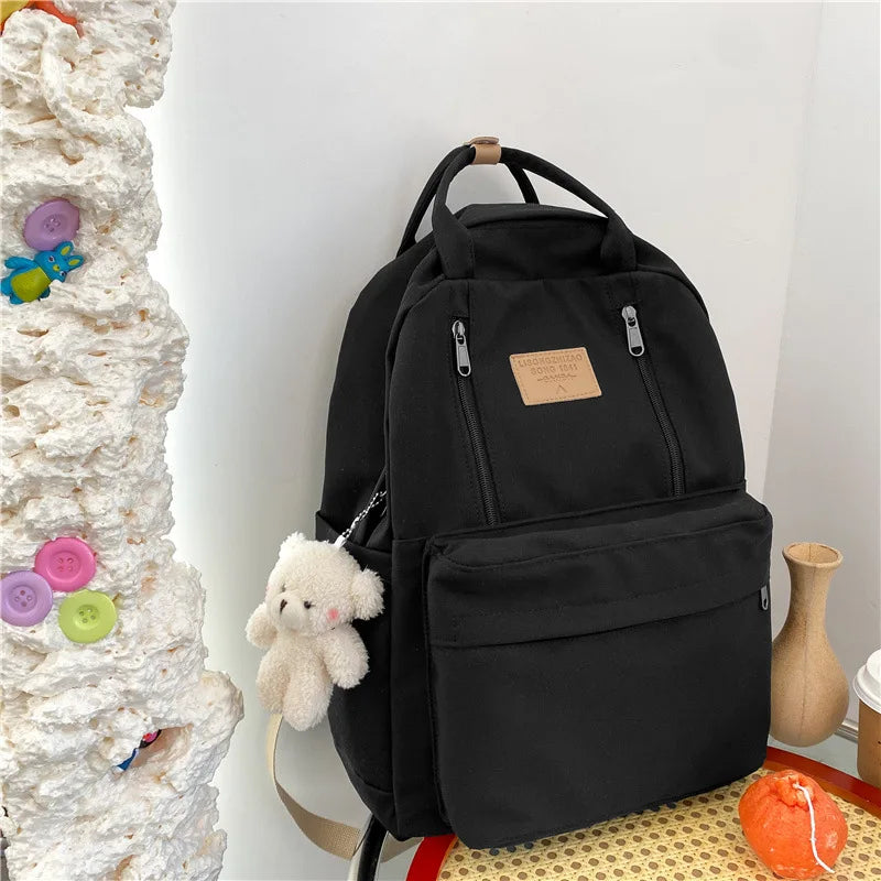 Simplicity Double Zipper Women's Backpack Girls Laptop Travel Shoulder Bag
