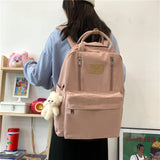 Simplicity Double Zipper Women's Backpack Girls Laptop Travel Shoulder Bag