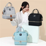 Double-layer Women Lunch Bag Breast Milk Storage Tote Kids Cooler Ice Pack Food