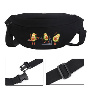 Avocado Pattern Waist Bag Outdoor Sports Fitness Shoulder Bag