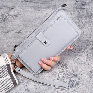Women Wallet PU Leather Long Wallets Clutch Buckle Zipper Purse