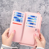 Women Wallet PU Leather Long Wallets Clutch Buckle Zipper Purse