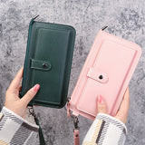 Women Wallet PU Leather Long Wallets Clutch Buckle Zipper Purse