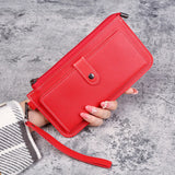 Women's Long PU Leather Wallet Zipper Clutch Purse