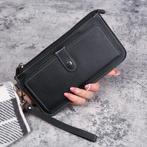 Women's Long PU Leather Wallet Zipper Clutch Purse