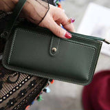 Women's PU Leather Long Wallet Clutch Zipper Purse