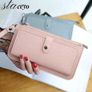 Women Long Wallet Clutch Zipper Purse with PU Leather