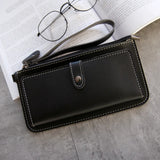 Women's Long Wallet PU Leather Multi-card Clutch Zipper Student Wallet