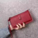 Women's Long Wallet PU Leather Multi-card Clutch Zipper Student Wallet