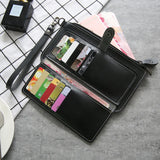Women's Long Wallet PU Leather Multi-card Clutch Zipper Student Wallet