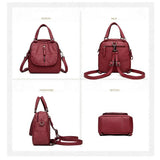 Vintage Leather Backpacks Women Crossbody Bag Tote