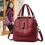 Vintage Leather Backpacks Women Crossbody Bag Tote