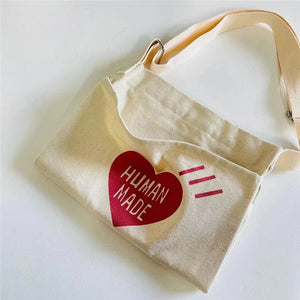 Foldable Double Human Heart Bag Canvas Backpacks