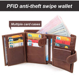 Men's RFID Leather Wallet Vintage Holiday Gift