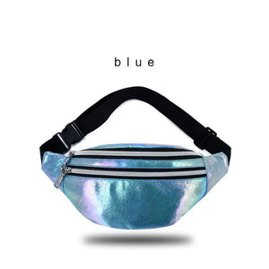 Laser PU Travel Fanny Pack Zip Waist Bags Hologram Banana Hip Bum