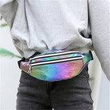 Laser PU Travel Fanny Pack Zip Waist Bags Hologram Banana Hip Bum