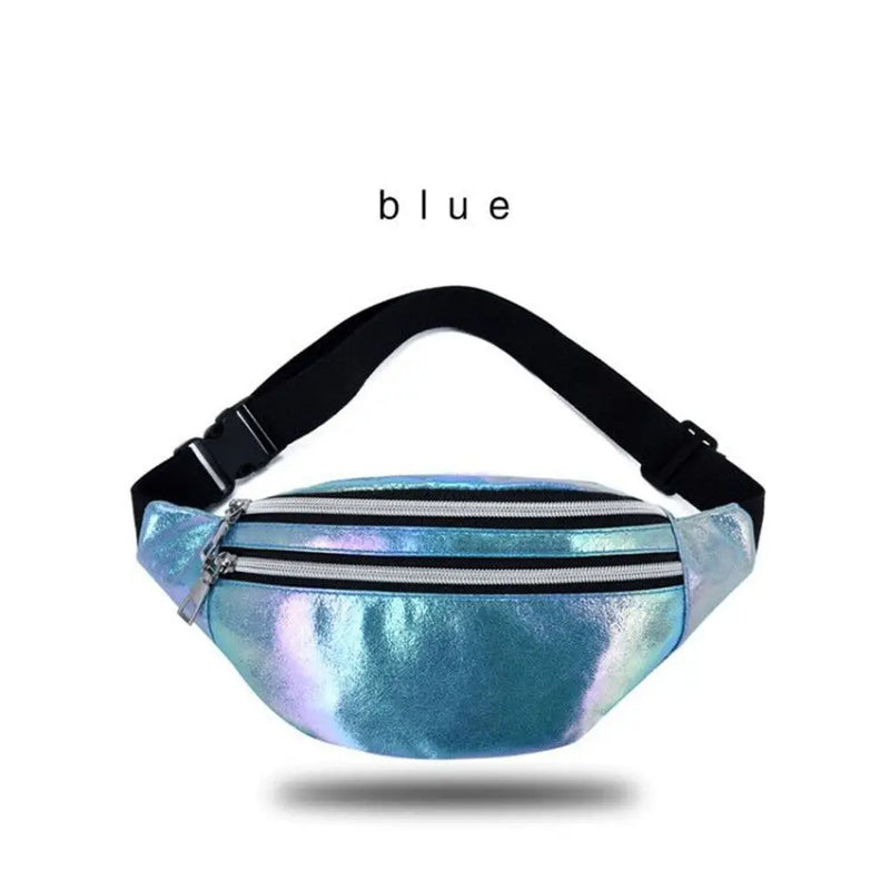 Laser PU Travel Fanny Pack Zip Waist Bags Hologram Banana Hip Bum