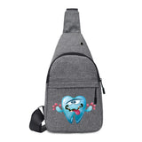 Men Chest Pack Shoulder Crossbody Bag Teeth Print Travel Sling