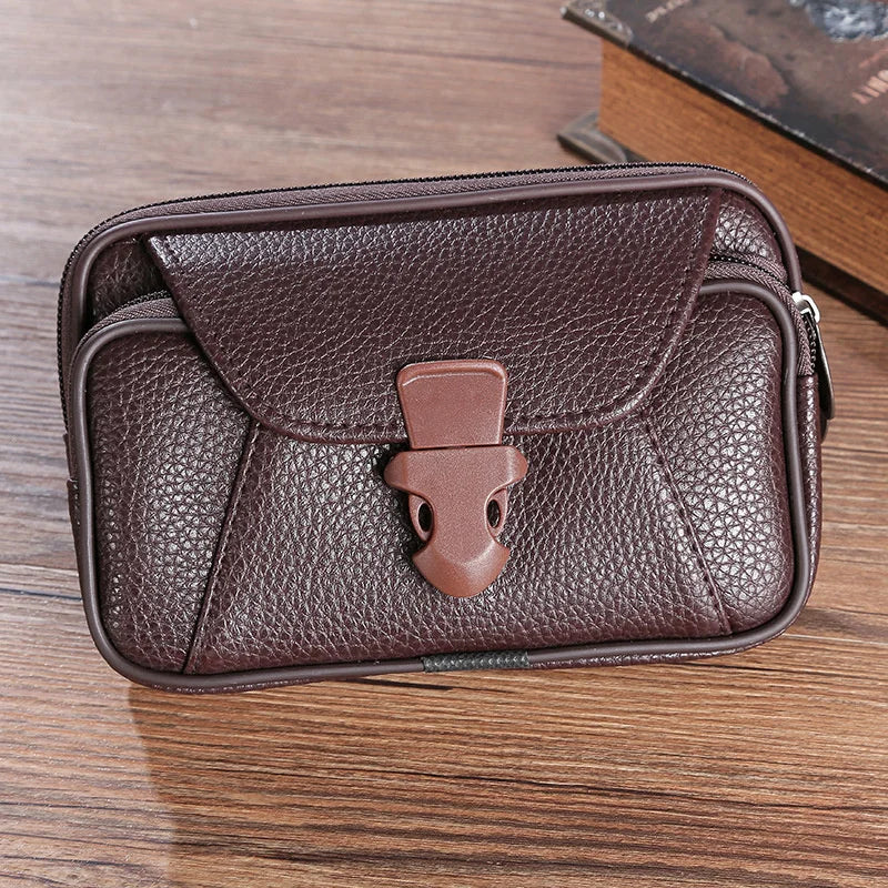 Men's PU Leather Belt Bag Business Style Wallet Purse