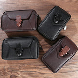 Men's Multifunctional PU Leather Belt Bag - Business Style Wallet Case