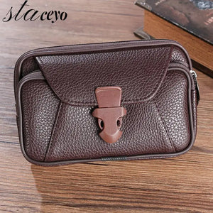 Men's Multifunctional PU Leather Belt Bag - Business Style Wallet Case