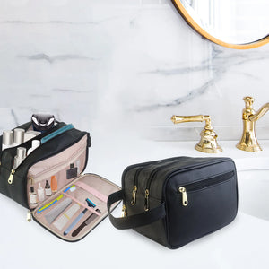 Waterproof Men's PU Leather Toiletry Bag Organizer