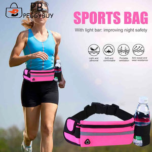 Sports Waist Bag Reflective Water Bottle Holder Gym Belt Pouch