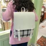 Teenager Laptop Backpack Lattice School Bag High Student Boy Girl Schoolbag
