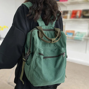 Multifunctional Teenager Laptop Backpack Women Canvas School Bag