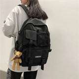 Multifunctional Teenager Laptop Backpack Women Canvas School Bag High Student