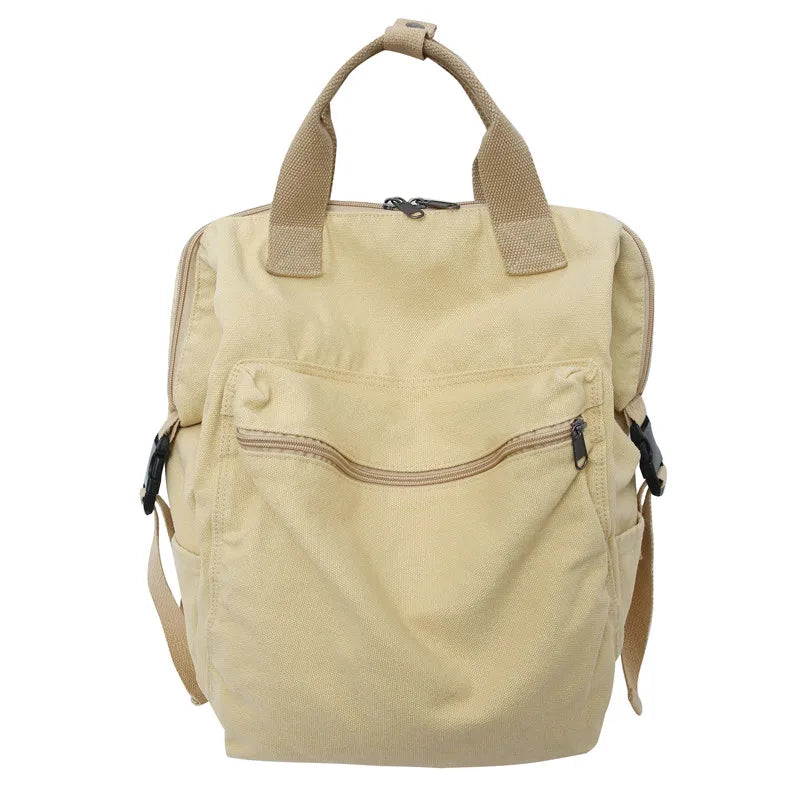 Multifunctional Teenager Laptop Backpack Women Canvas School Bag