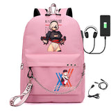 USB Rechargeable Canvas Student Backpack Zero Two Schoolbags