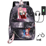 USB Rechargeable Canvas Student Backpack Zero Two Schoolbags