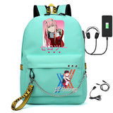 USB Rechargeable Canvas Student Backpack Zero Two Schoolbags