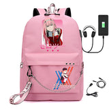 USB Rechargeable Canvas Student Backpack Zero Two Schoolbags
