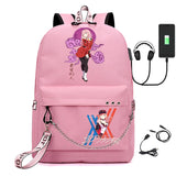 Zero Two Canvas Backpack USB Rechargeable Student Bag
