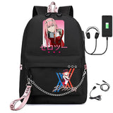 USB Rechargeable Canvas Student Backpack Zero Two Schoolbags