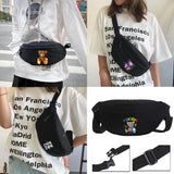 Teddy Bear Pattern Waist Bag Outdoor Sports Shoulder Bag Wallet