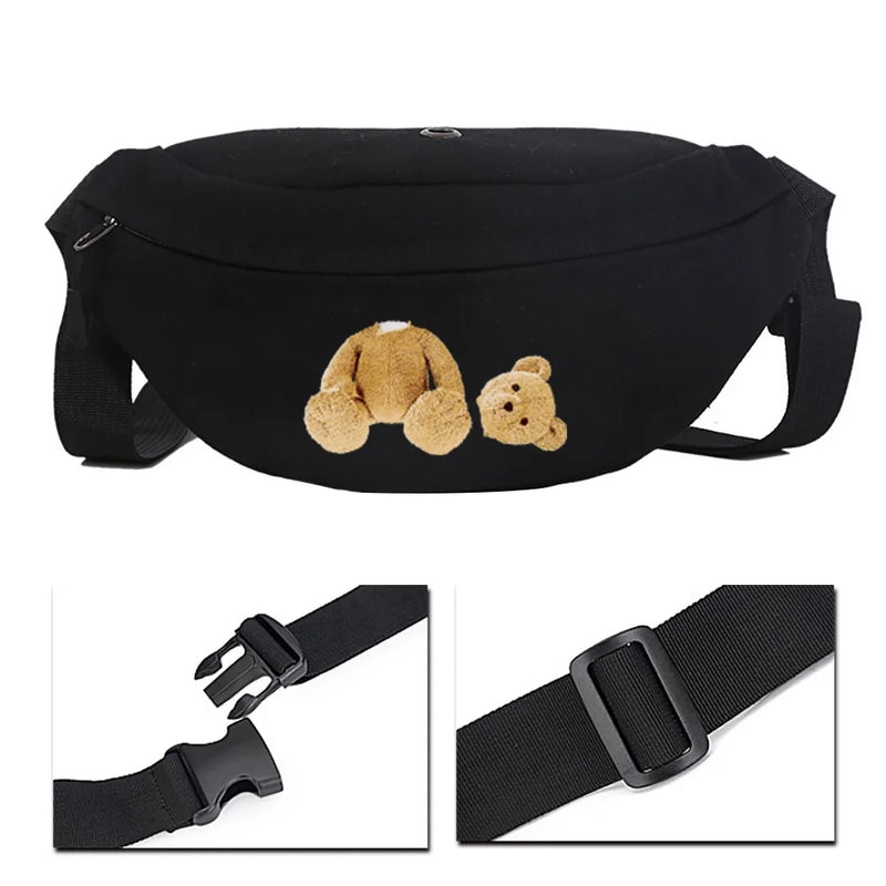 Teddy Bear Pattern Waist Bag Outdoor Sports Shoulder Bag Wallet