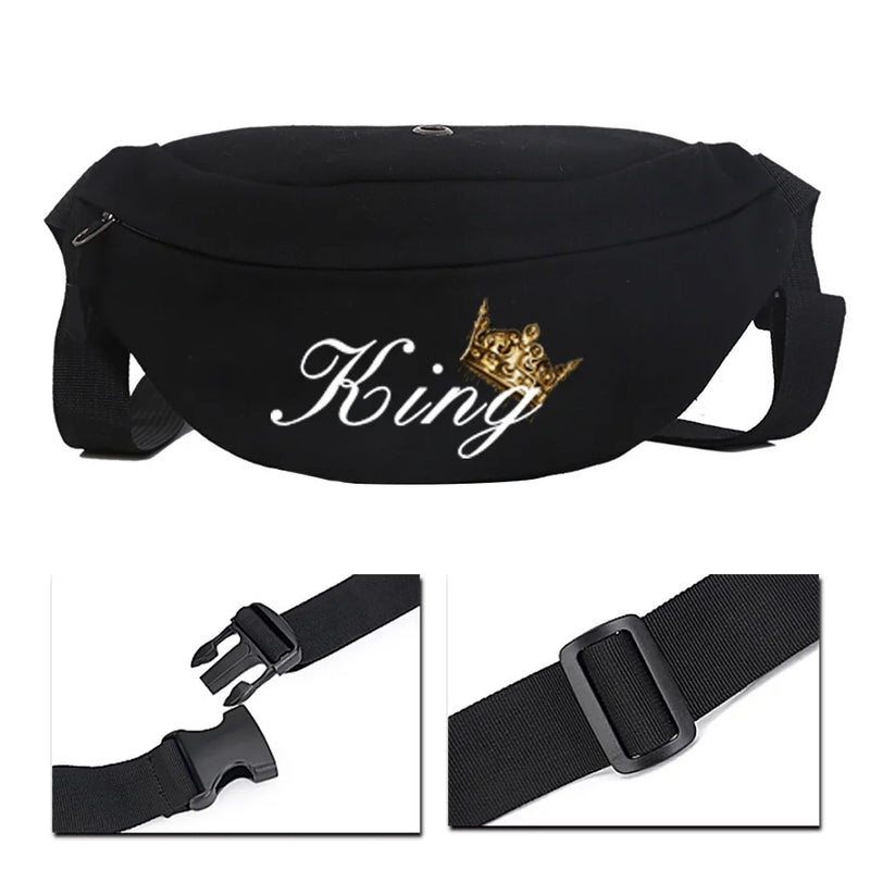 Unisex Waist Bag Queen King Pattern Printing Fitness Shoulder Bag