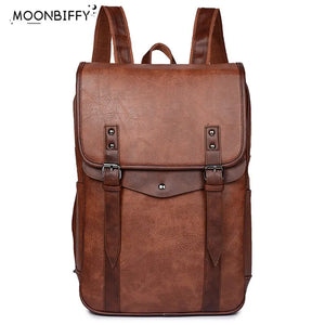 Vintage Waterproof Backpack Men School Bags Leather Travel Retro