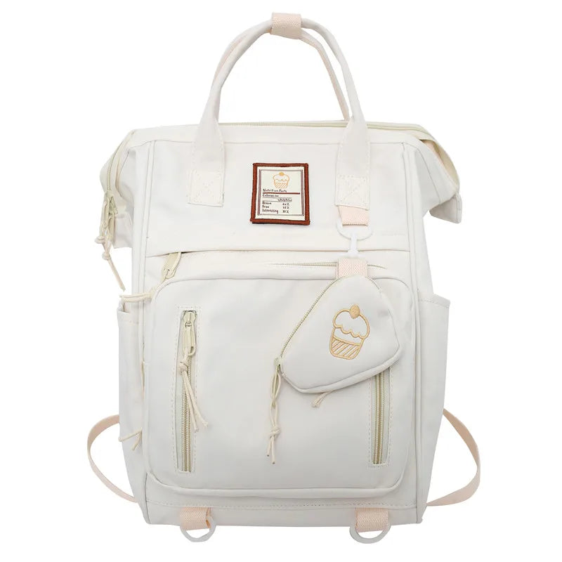 Multifunctional Women's Nylon Backpack Girls Laptop School Bag