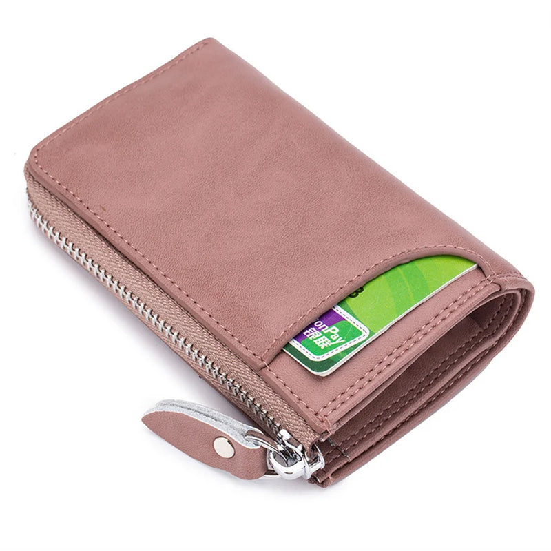 Zippered Car Key Purse Leather Wallet Man Woman F1109