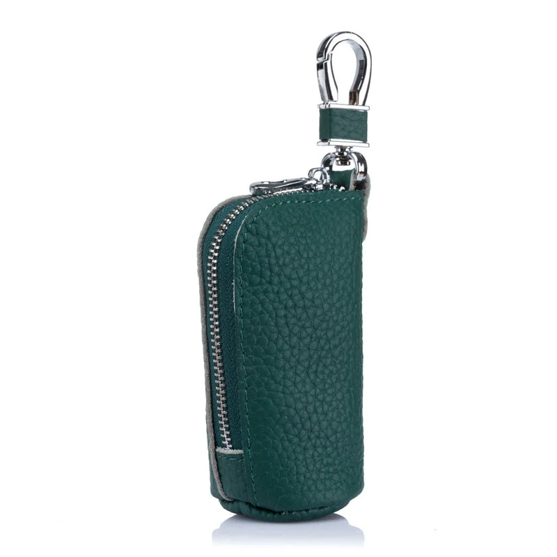 Soft Cowhide Leather Bucket Key Wallets Zipper Purse