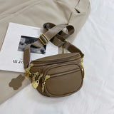 Zipper Pockets Waist Bag PU Leather Chest Bag Female Fanny Pack